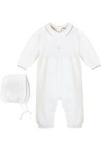 Load image into Gallery viewer, Julius Berger &amp; Carriage Boutique - Baby Boy Knit Pearl Silver Cross Outfit + Bonnet: 3M