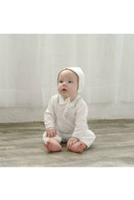Load image into Gallery viewer, Julius Berger &amp; Carriage Boutique - Baby Boy Knit Pearl Silver Cross Outfit + Bonnet: 9M