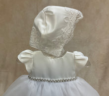 Load image into Gallery viewer, Lili white Christening gown 2 tier lace skirt /satin bodice