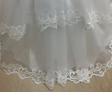 Load image into Gallery viewer, Lili white Christening gown 2 tier lace skirt /satin bodice
