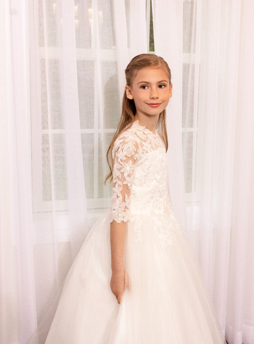 MD19402 First Communion Dress diamond White / 10 MD19402 First Communion Dress diamond White / 10
