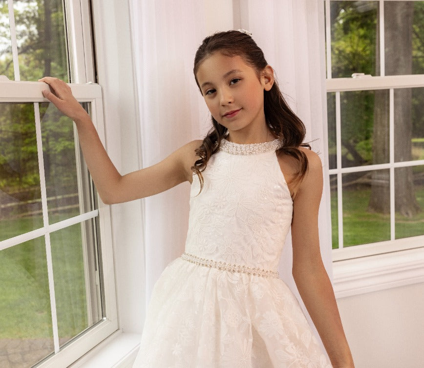 MD19403 Designer Communion Dress diamond White / 12