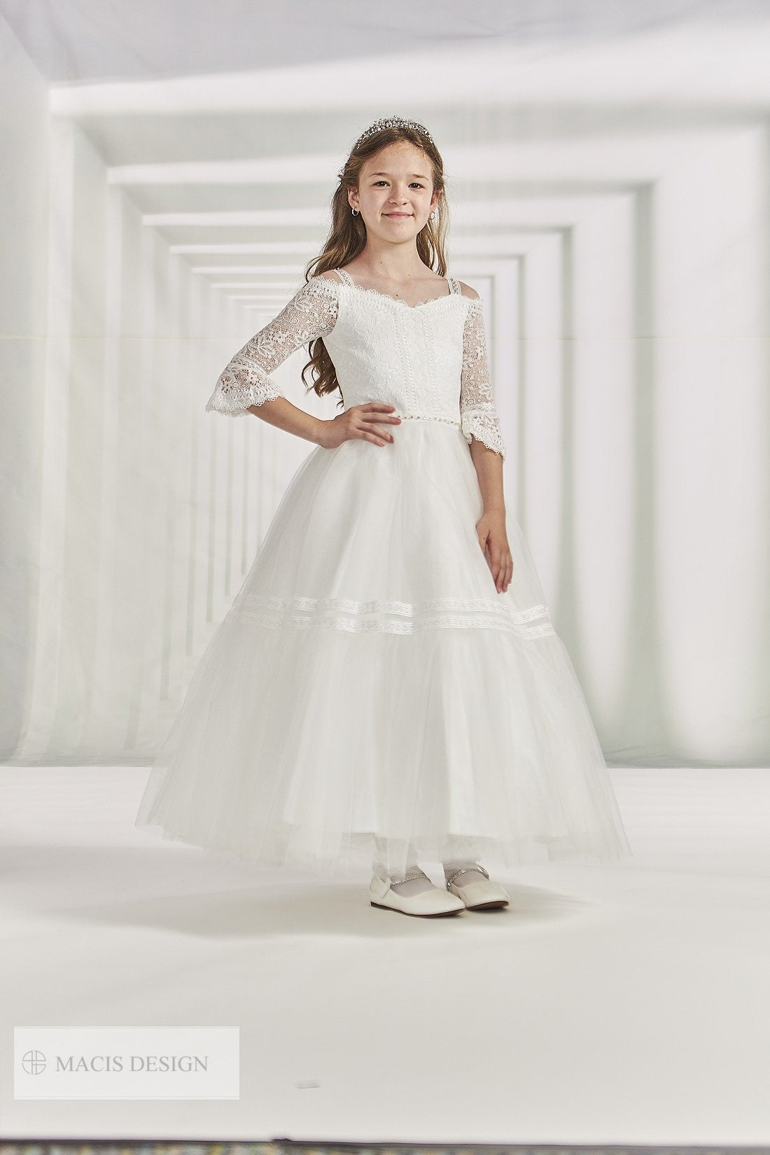 MD1965 Macis Design Communion or Flower girl dress 8 / ivory / Full Length