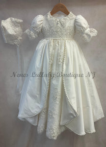 Madeline By Piccolo Bacio full front view Baptism/ Christening Gown
