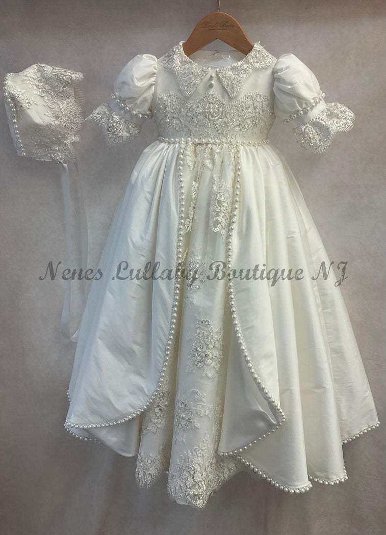 Madeline By Piccolo Bacio full front view Baptism/ Christening Gown