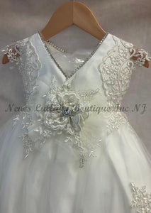 Maxine by Piccolo Bacio back top view of Baptism Gown