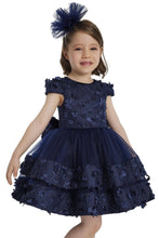 Load image into Gallery viewer, Pamina Kids - Navy Layered Skirted Girls Dress 6-24 Month 34140pr: 12 Month