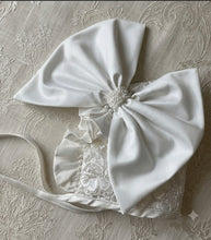 Load image into Gallery viewer, Paula silk lace christening gown with matching bonnet