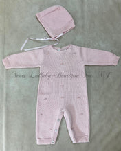 Load image into Gallery viewer, Petunia girls handmade Pima cotton knit with matching bonnet Baby pink