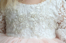 Load image into Gallery viewer, Rufflеѕ &amp; Bоwtіеѕ - Affordable Boys &amp; Girls Clothing - BEST SELLER - Veronica Peach and White Lace Princess Dress: 2-3T