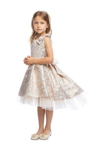 Load image into Gallery viewer, SK806 - pleated luxe jacquard hi-low dress: Mocha / 2