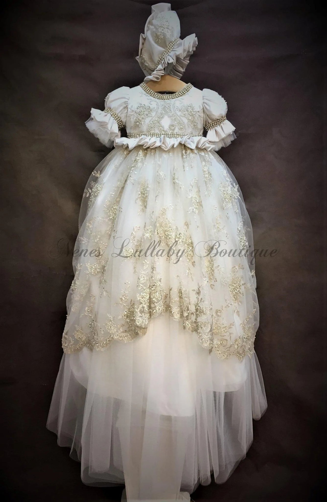 satin baptism dress Willow - Baby Girls Baptism Gown