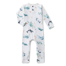 Load image into Gallery viewer, Snuggle Hunny - Ocean Organic Growsuit: Newborn (0000)