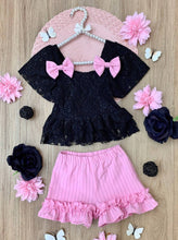 Load image into Gallery viewer, Springtime Best Lace Top And Ruffle Short Set: Pink / 4T/5Y