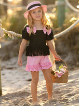 Load image into Gallery viewer, Springtime Best Lace Top And Ruffle Short Set: Pink / 6Y/6X