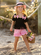 Load image into Gallery viewer, Springtime Best Lace Top And Ruffle Short Set: Pink / 6Y/6X