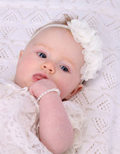 Load image into Gallery viewer, Sterling Silver Pearl Cross Baptism Gift Communion Bracelet: Medium 1-5 Years