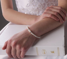 Load image into Gallery viewer, Sterling Silver Pearl Cross Baptism Gift Communion Bracelet: Medium 1-5 Years