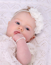 Load image into Gallery viewer, Sterling Silver Pearl Cross Baptism Gift Communion Bracelet: Small 0-12m
