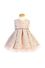 Load image into Gallery viewer, Sweet Kids, Inc. - SK831 - metallic floral pleated jacquard w/ peek a boo tulle: Champagne / 3