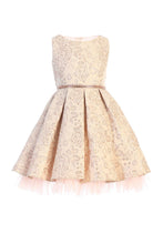 Load image into Gallery viewer, Sweet Kids, Inc. - SK831 - metallic floral pleated jacquard w/ peek a boo tulle: Champagne / 5