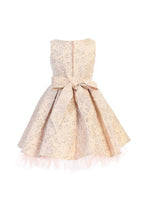 Load image into Gallery viewer, Sweet Kids, Inc. - SK831 - metallic floral pleated jacquard w/ peek a boo tulle: Champagne / S (6mths)