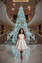 Load image into Gallery viewer, Sweet Kids, Inc. - SK831 - metallic floral pleated jacquard w/ peek a boo tulle: Silver / 2