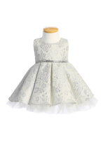 Load image into Gallery viewer, Sweet Kids, Inc. - SK831 - metallic floral pleated jacquard w/ peek a boo tulle: Silver / 6