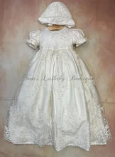 Load image into Gallery viewer, Trina Girls Silk Lace Christening / Baptism Gowns Dress w/matching coat by Piccolo Bacio Couture