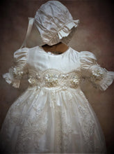 Load image into Gallery viewer, Vanessa by Piccolo Bacio White/ Silk &amp; all over lace skirt Christening / Baptism Gown