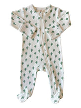 Load image into Gallery viewer, Cactus / Organic Pointelle 2-Way Zip Footie: 3-6M