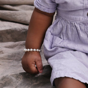 Girls Silver Chunky Pearl Kids Bracelet Children's Jewelry: Small 0-12m