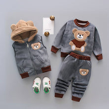 Load image into Gallery viewer, Toddler Boy 3pcs Vest and Sweatshirt and Pants Set: Grey / 3 Years