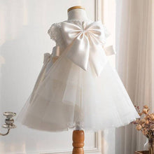 Load image into Gallery viewer, shoplittleswan - A-Line Lace Tea Length Flower Girl Dress with Bowknot: White / 18-24 Months (90cm)