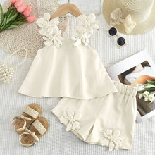 Load image into Gallery viewer, Girls' Summer 3D Floral Camisole Shorts Two-Piece Set: Pink / 3-4 Years (110cm)