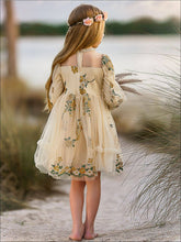 Load image into Gallery viewer, Flower Embroidered Lace Dress: Yellow / 3T