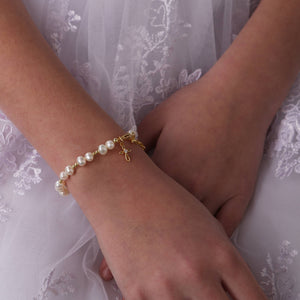 14K Gold-Plated Baby Cross Bracelet - Baptism Communion Gift: Small 0-12m