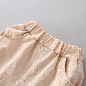 Leaf Print Short-sleeve Shirt and Pants Set: 0-3 Months / Blue