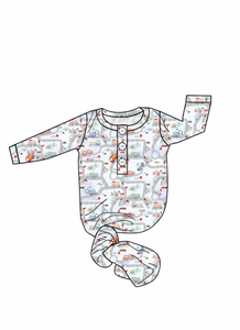 Baby in Styles - Road map boys knotted gown and hat set - Nenes Lullaby Boutique Inc