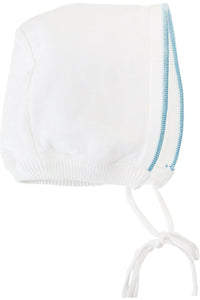 Julius Berger & Carriage Boutique - Baby Boy Knit Pearl Blue Cross Outfit + Bonnet: 6M