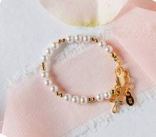 Load image into Gallery viewer, 14K Gold-Plated Baby Cross Bracelet - Baptism Communion Gift: Small 0-12m