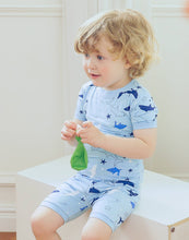 Load image into Gallery viewer, Vaenait Baby - Aqua Shark Viscose Boys Girls Infants Short Sleeve PJs-C: Aqua Blue / S(2T)
