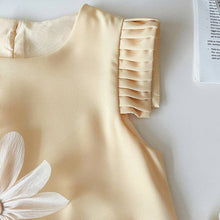 Load image into Gallery viewer, Summer Loose Sleeveless Dress for Girls Western Style Three-Dimensional Petal Pleated Satin Vest Dress: Pink / 2-3 Years (100cm)