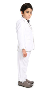 Boys KTUX Modern Fit Notch Lapel 3 Piece White Tuxedo Set: White / 5