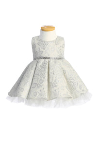 Sweet Kids, Inc. - SK831 - metallic floral pleated jacquard w/ peek a boo tulle: Champagne / 3