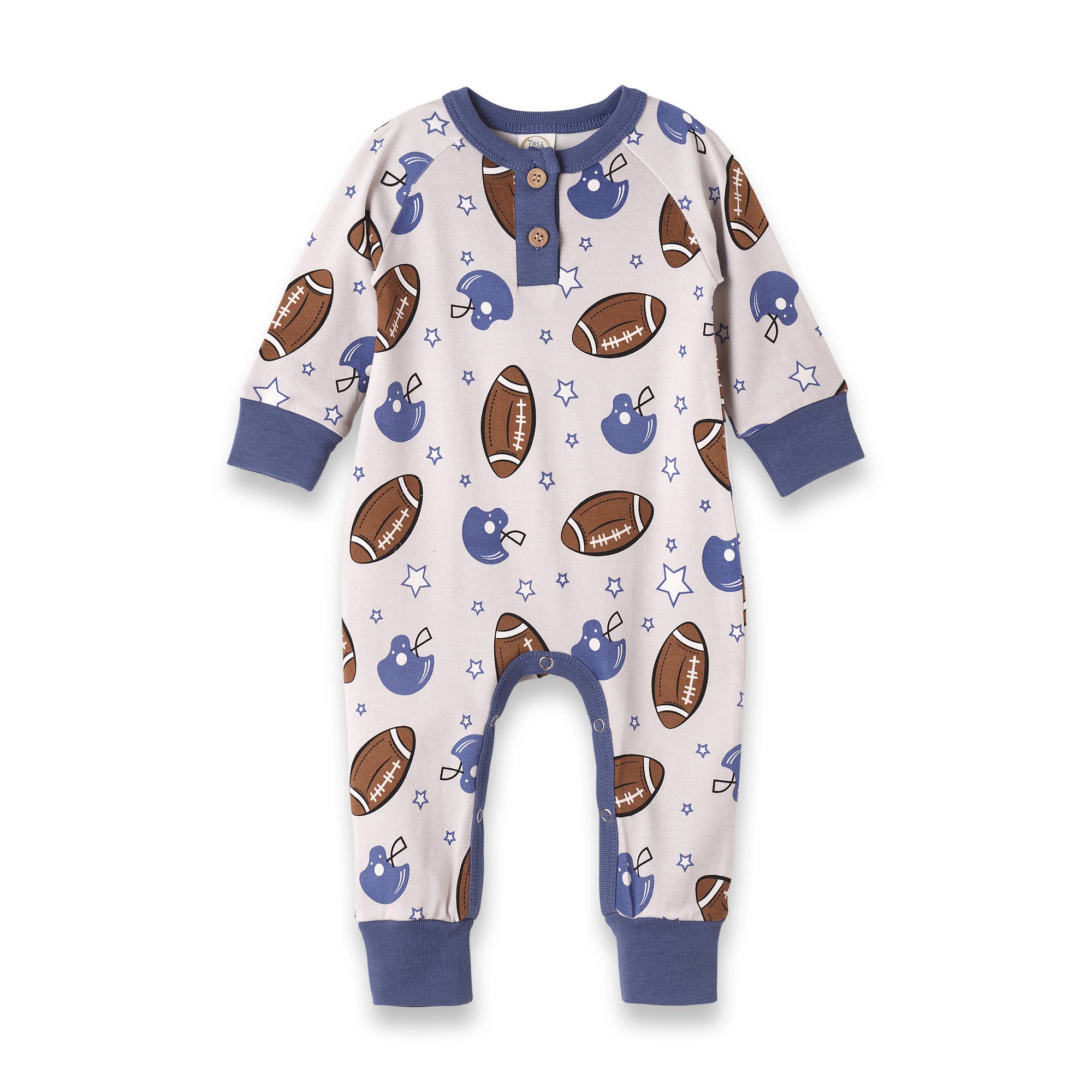 Baby Boy's Game Day Football Bamboo Romper: 6-9M