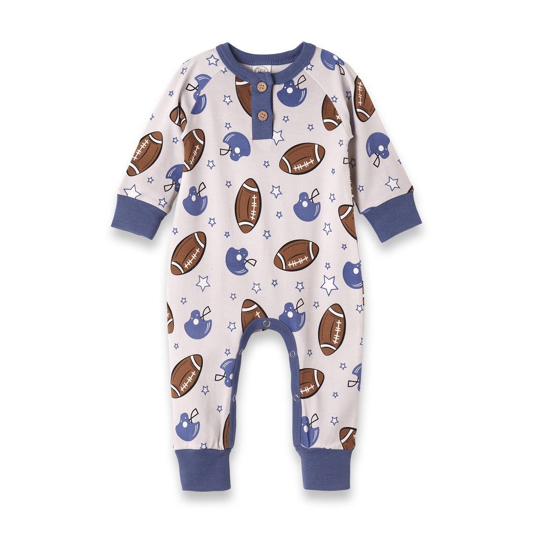 Baby Boy's Game Day Football Bamboo Romper: 6-9M