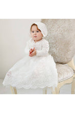 Load image into Gallery viewer, Julius Berger &amp; Carriage Boutique - Long Sleeve Lace Embroidery Scalloped Trim Christening Gown: 6/12