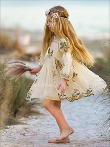 Flower Embroidered Lace Dress: Yellow / 3T