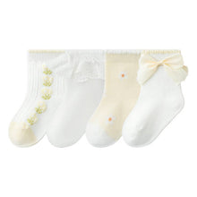 Load image into Gallery viewer, The Find Peaks - Princess Bow Cotton Baby Socks with Lace Design: 2520 / S / 0–1Y / Foot 10–12 cm